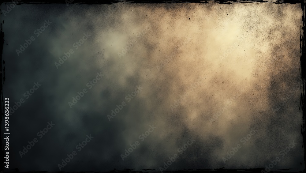 Obraz premium An abstract background with a smoky gradient transitioning from dark green-gray to warm beige, texture is gritty and weathered, with a distressed, aged appearance