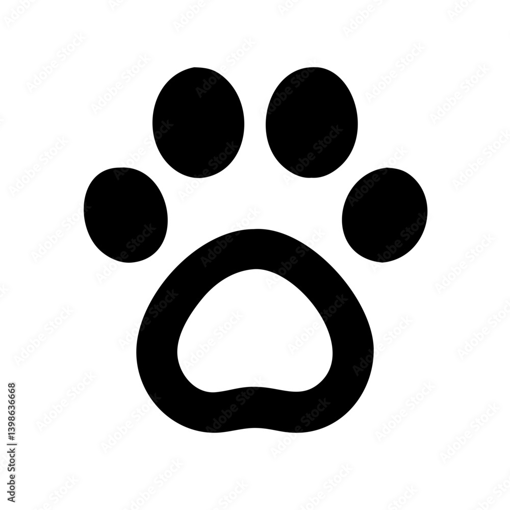 Fototapeta premium paw glyph vector flat icon