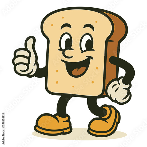 vintage bread cartoon mascot character vector illustration