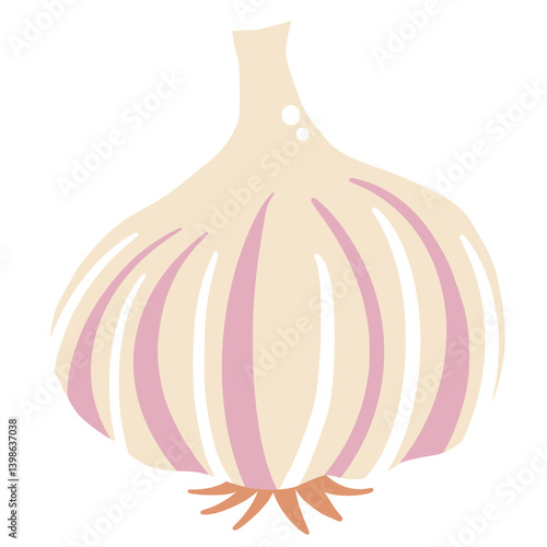 Garlic Illustration of fresh vegetables hand-drawn flat vector elements Organic Food Invitations, gifts, greeting cards, print, textile