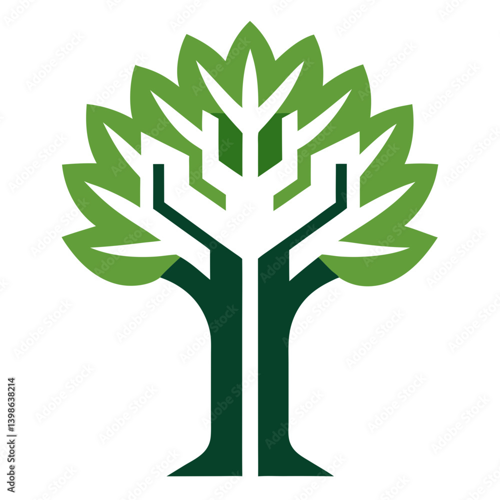 Eco Innovation: Tree-Tech Logo Icon on White Background Eco Innovation: Tree-Tech Logo Icon on White Background