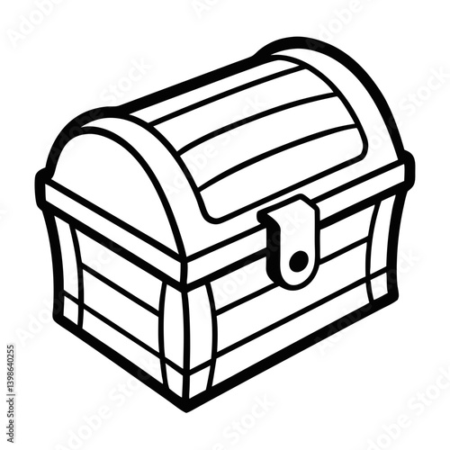 Timeless Treasure: Wooden Chest Outline for Coloring Book Page
