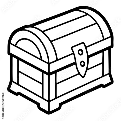Timeless Treasure: Wooden Chest Outline for Coloring Book Page