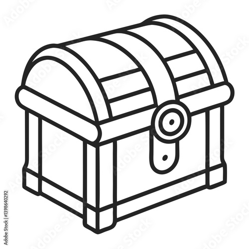 Timeless Treasure: Wooden Chest Outline for Coloring Book Page