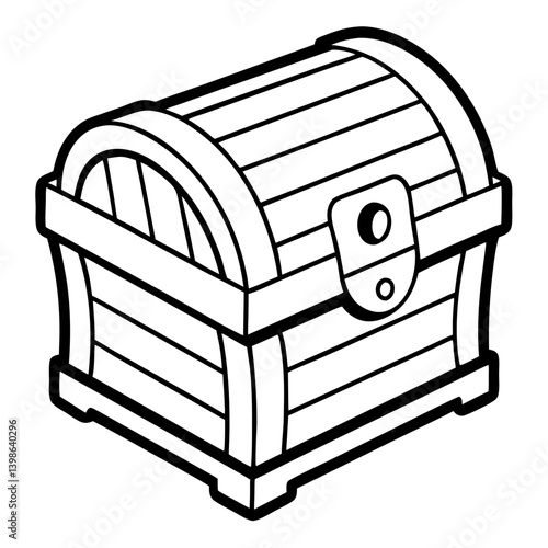 Timeless Treasure: Wooden Chest Outline for Coloring Book Page