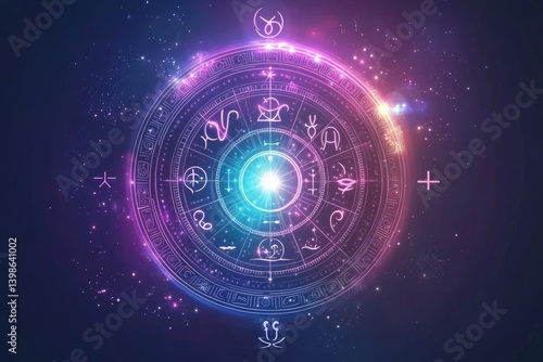 Obraz na płótnie Dreamy celestial zodiac wheel with a glowing mystical aura w salonie