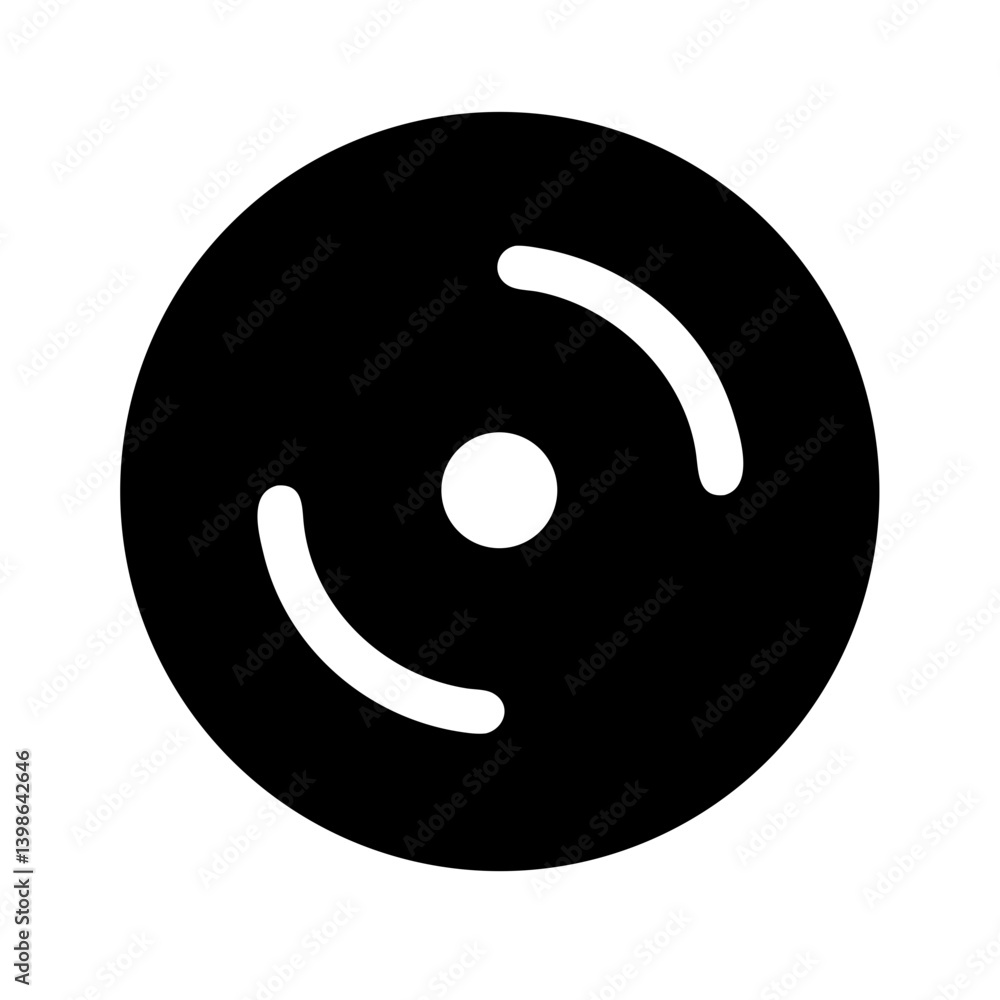 record vinyl glyph  vector flat icon