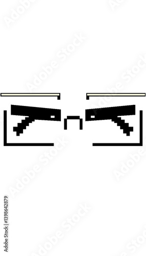 eight-bit black face or animal smiley face