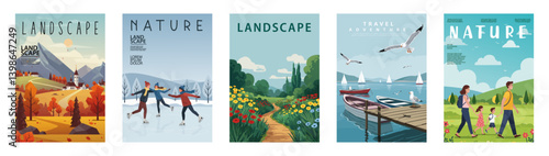 Nature and landscape. Peaceful atmosphere. Prints, cover or card designs. For art decoration.