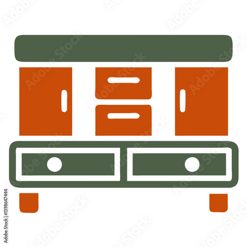 Modern hallway furniture bench illustration in earthy colors  