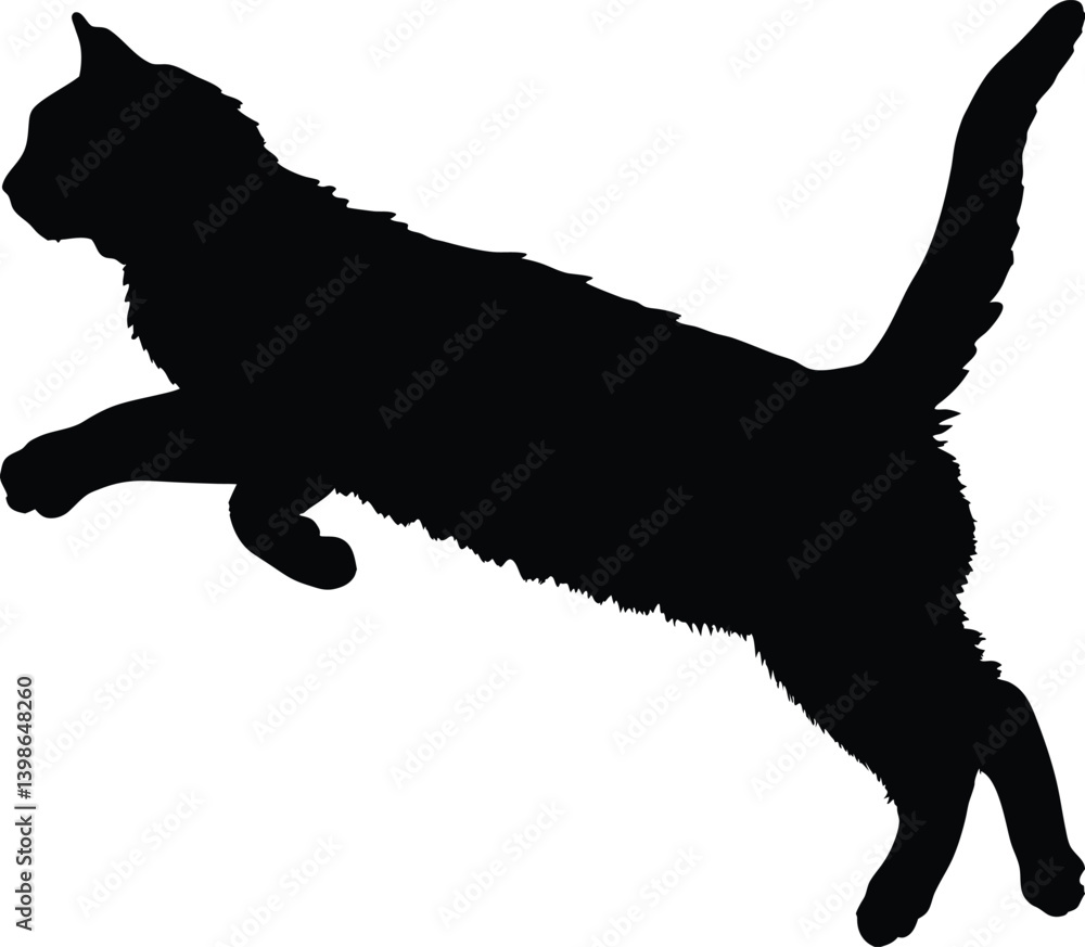 Silhouette of a Majestic Cat Leaping with Grace and Precision in Dark Silhouette of a Majestic Cat Leaping with Grace and Precision in Dark