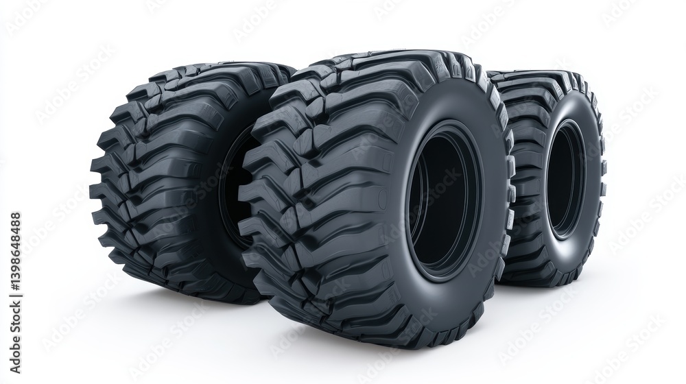 A group of heavy-duty tires arranged neatly, ideal for use in automotive or industrial contexts, Perfect for illustrating topics such as construction, machinery, or vehicle maintenance, A group of heavy-duty tires arranged neatly, ideal for use in automotive or industrial contexts, Perfect for illustrating topics such as construction, machinery, or vehicle maintenance,