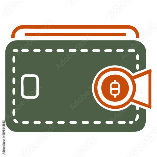 wallet concept with badge design in green and orange colors  