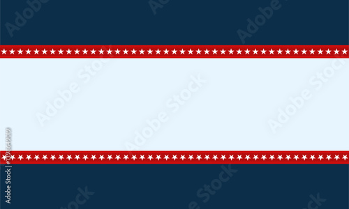 Vector background in blue, red and white colors. The upper and lower parts of the image are dark blue, and in the middle is a white rectangle with red stripes at the top and bottom. On the red stripes