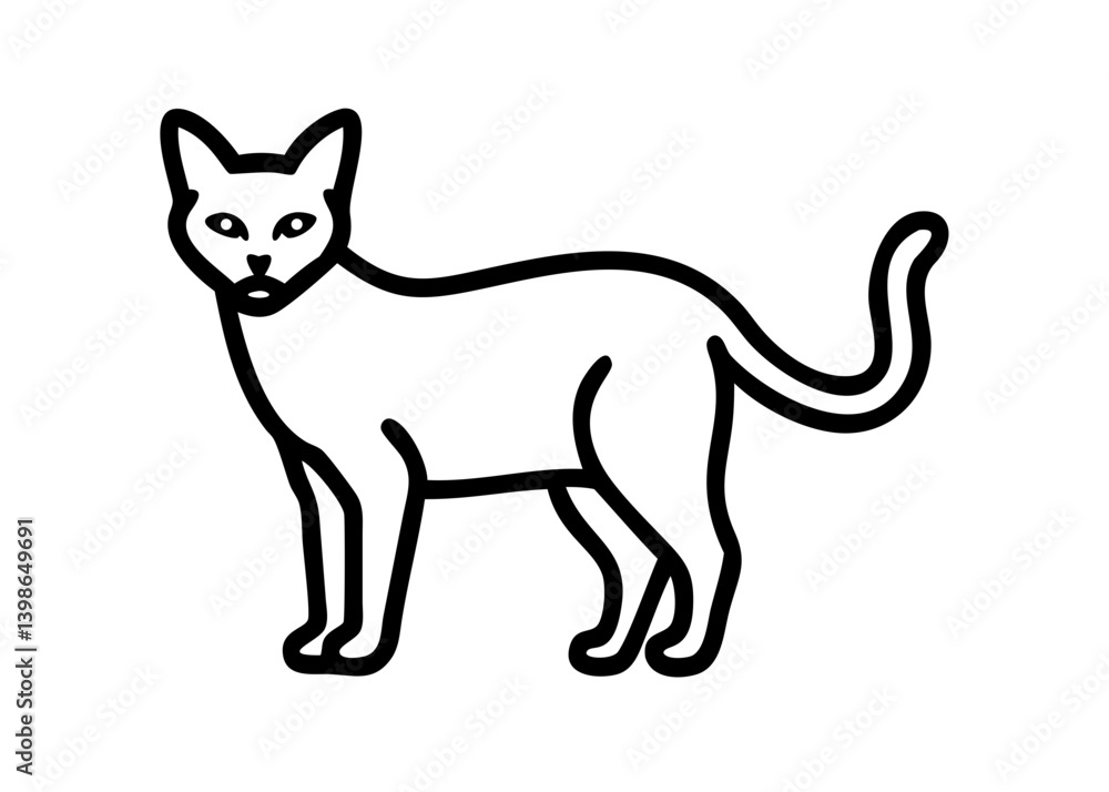 Icon of a simple line drawing of a cat. chausie. Icon of a simple line drawing of a cat. chausie.