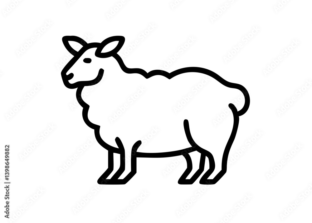 Icon of a simple line drawing of a sheep Icon of a simple line drawing of a sheep