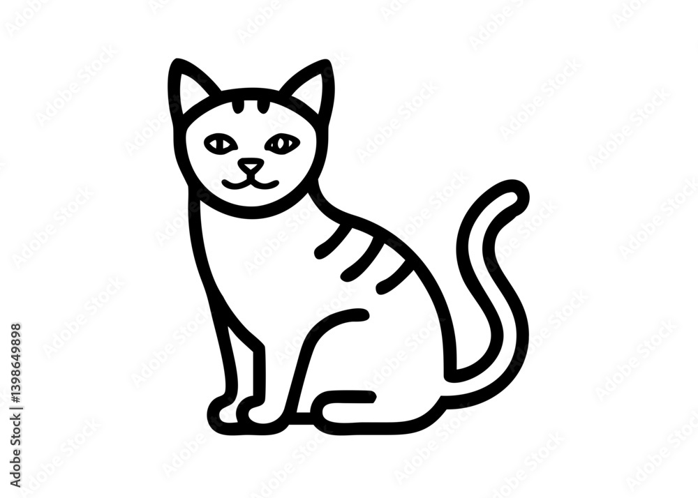 Icon of a simple line drawing of a cat. american shorthair. Icon of a simple line drawing of a cat. american shorthair.
