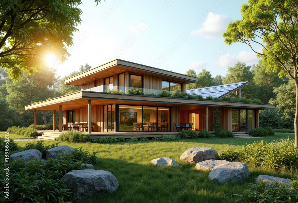 eco friendly sustainable home redefined solar panels lush greenery vibrant outdoor spaces organic design elements, energy, nature, landscape, environment eco friendly sustainable home redefined solar panels lush greenery vibrant outdoor spaces organic design elements, energy, nature, landscape, environment