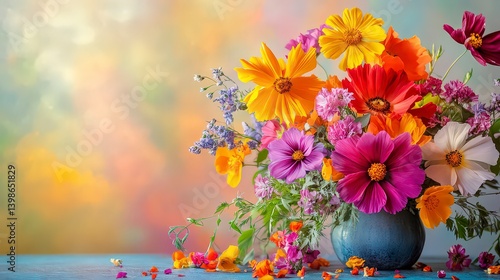 Wallpaper Mural coloful beautiful flowers on the background, colored flowers on abstract background, flower wallpaper Torontodigital.ca