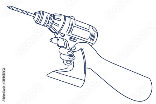Hand holding drill line sketch