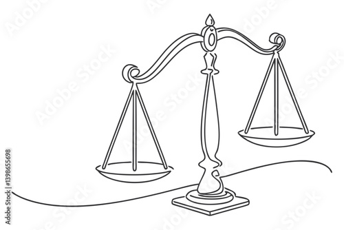 Law balance scale line drawing