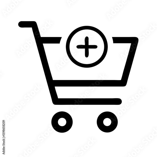 shopping cart add  vector flat icon