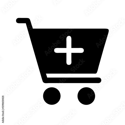 shopping cart add glyph  vector flat icon