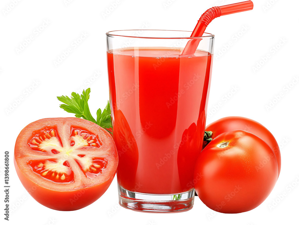 a glass of tomato juice and a half of tomato a glass of tomato juice and a half of tomato