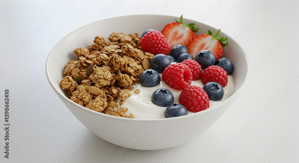 Delicious Bowl Of Granola With Dairy Free Yogurt And Fresh Berries Delicious Bowl Of Granola With Dairy Free Yogurt And Fresh Berries
