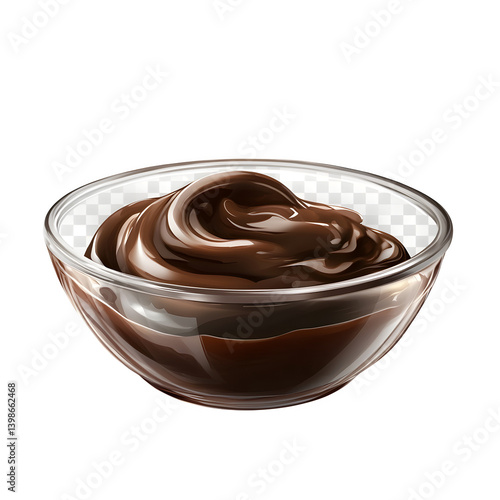 glass Bowl of sweet chocolate paste or sauce isolated on transparent background Generative Ai.