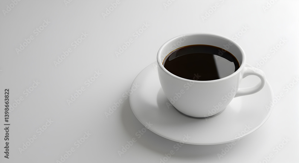 Minimalist Still Life Of Black Coffee On A Clean White Background Minimalist Still Life Of Black Coffee On A Clean White Background