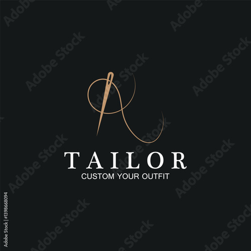tailor sewing needle logo icon vector illustration template design