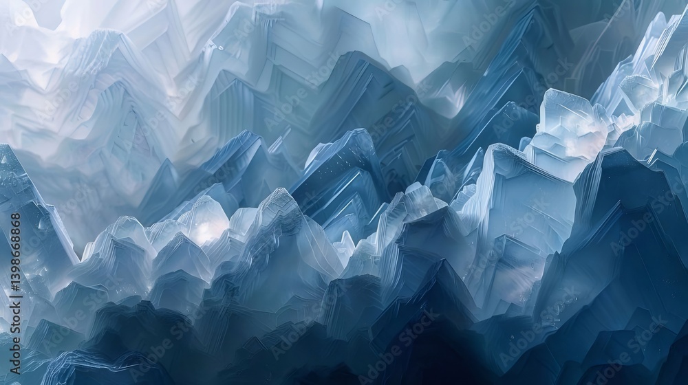 Abstract Geometric Mountainous Landscape in Shades Of Blue Depicting Depth And Texture Abstract Geometric Mountainous Landscape in Shades Of Blue Depicting Depth And Texture