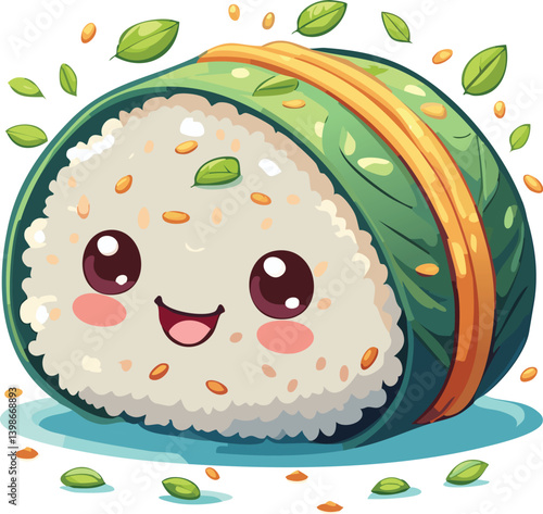Smiling Cartoon Onigiri Character Illustration