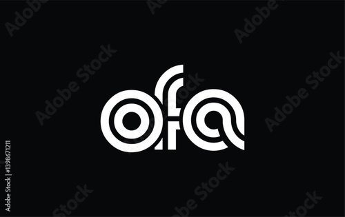 OFA Creative Unique Modern Letter Logo Design. Stylized logo featuring a unique letter design, presenting abstract minimalist aesthetics and modern appeal.