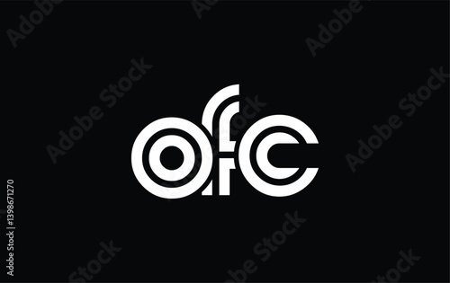 OFC Creative Unique Modern Letter Logo Design. Stylized logo featuring a unique letter design, presenting abstract minimalist aesthetics and modern appeal.