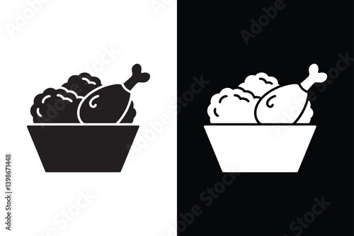 Fried chicken icon vector on White Background ,Vector Art Illustration on white background.