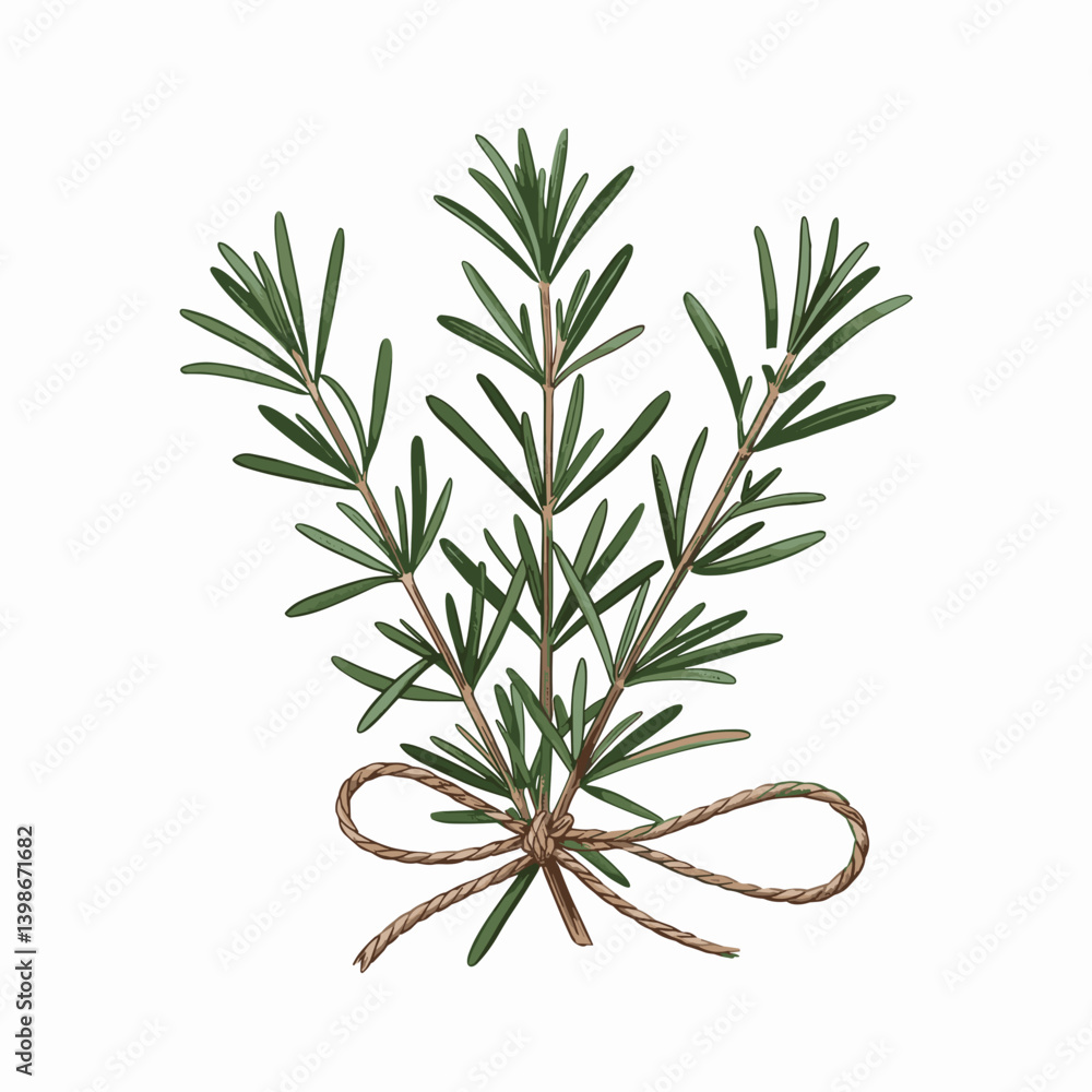 Naklejka premium Rustic Rosemary Sprigs Botanical Wall Art