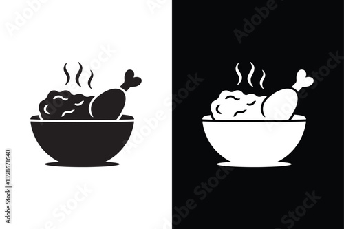 Fried chicken icon vector on White Background ,Vector Art Illustration on white background.