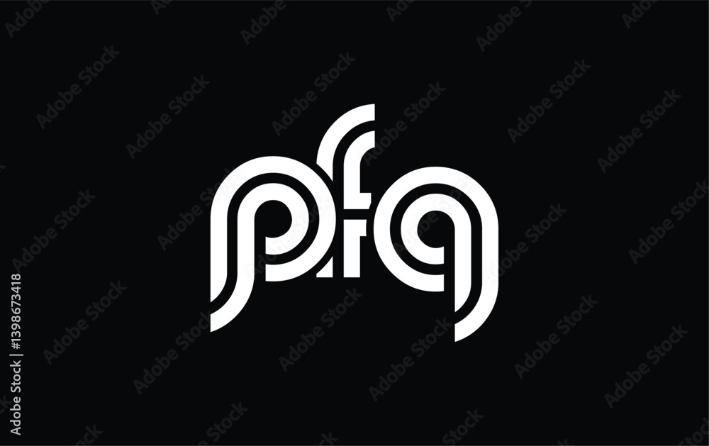 Fototapeta premium PFQ Creative Unique Modern Letter Logo Design. Stylized logo featuring a unique letter design, presenting abstract minimalist aesthetics and modern appeal.