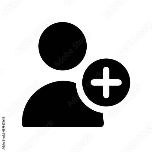 user add glyph  vector flat icon