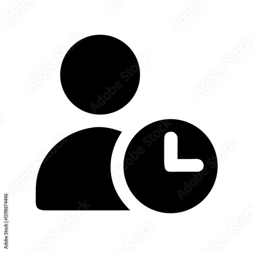 user time glyph  vector flat icon