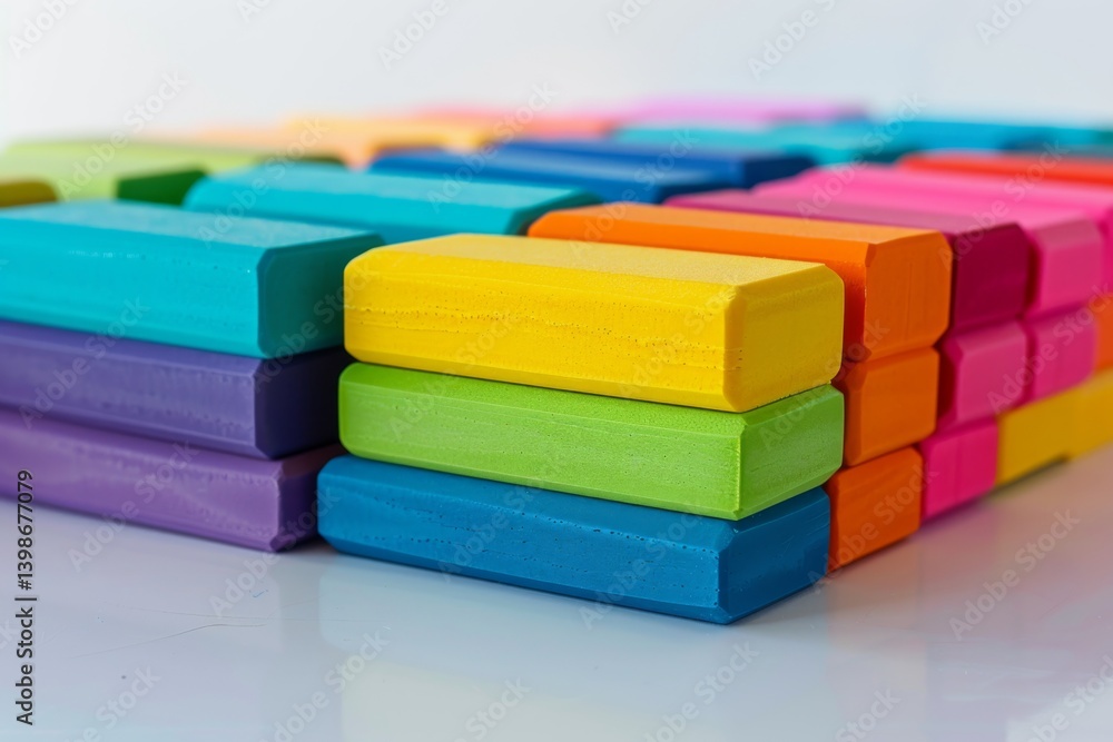 Colorful Yoga Blocks Arranged Colorful Yoga Blocks Arranged