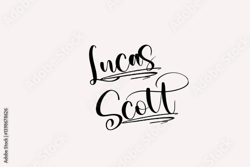 vector illustration of an abstract background of Lucas Scott Name signature with beautiful and stylish  and eye catchy font