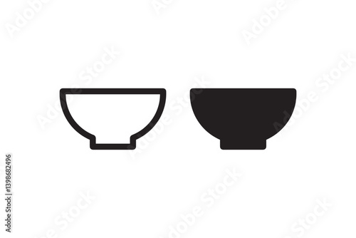 Minimalist black and white bowl icons Vector