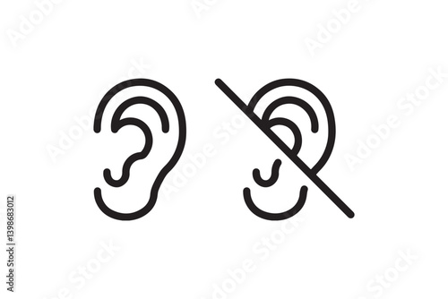Hearing and muted ear icon set Vector