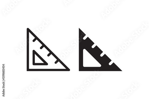 Free Download Triangle ruler icons in outline and solid style Vector - GFXLoad