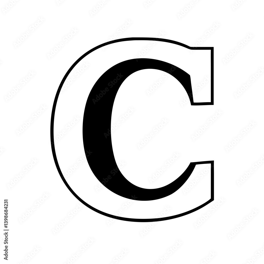 Letter C: A bold, clean depiction of the letter Letter C: A bold, clean depiction of the letter