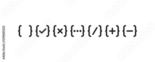 Curly bracket icon set with symbols Vector