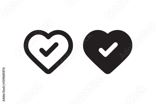 Heart with check mark approval icon Vector